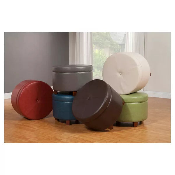 Large Round Storage Ottoman - HomePop