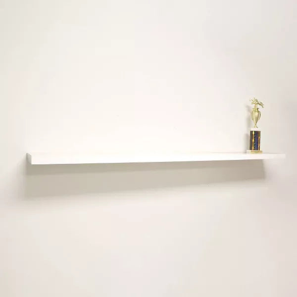 InPlace 60" Slim Low Profile Floating Wall Shelf White: Modern Decor, Wood Composite, Includes Mounting Hardware