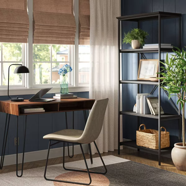 Hairpin Writing Desk with Storage Brown - Threshold™: Walnut Finish, Metal Legs, Open Compartments