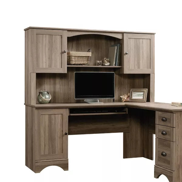 36" Harbor View Hutch Salt Oak - Sauder: Office Storage, Cubbyhole, 2 Door, Laminated MDF