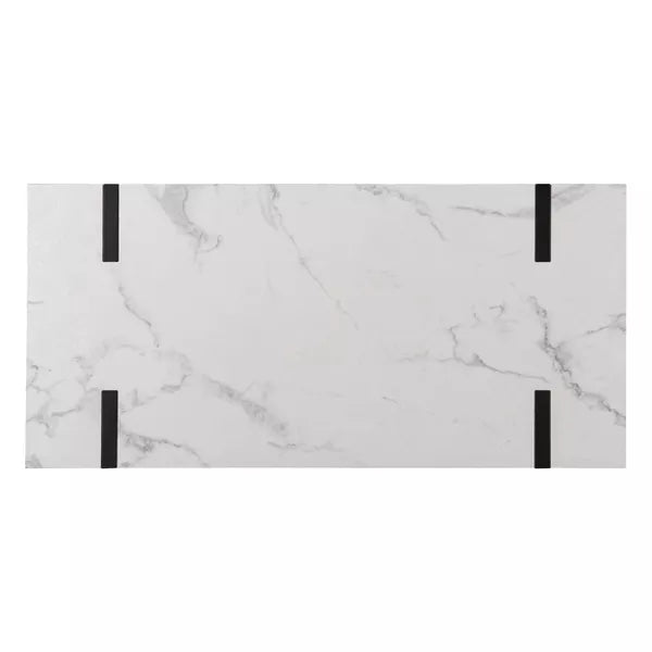 Wennan Modern Faux Marble Desk Black/White - Aiden Lane: Sturdy Iron Frame, Spacious Worktop