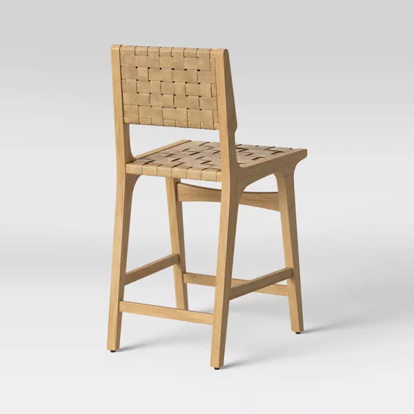 Ceylon Woven Counter Height Barstool Natural - Threshold™: Rubberwood Frame, 24" Seat Height