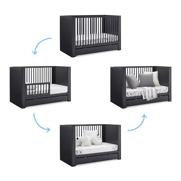 Delta Children Cassie 4-in-1 Convertible Crib with Underdrawer - Greenguard Gold CertifiedColor Midnight Gray