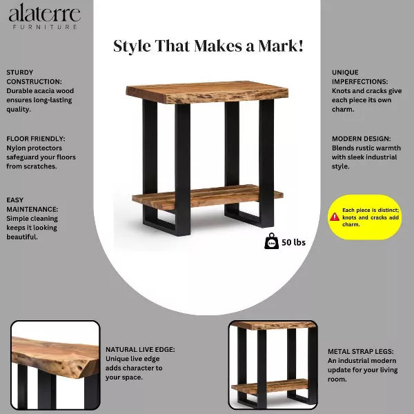 Alpine Natural Live Edge Wood End Table Brown - Alaterre Furniture