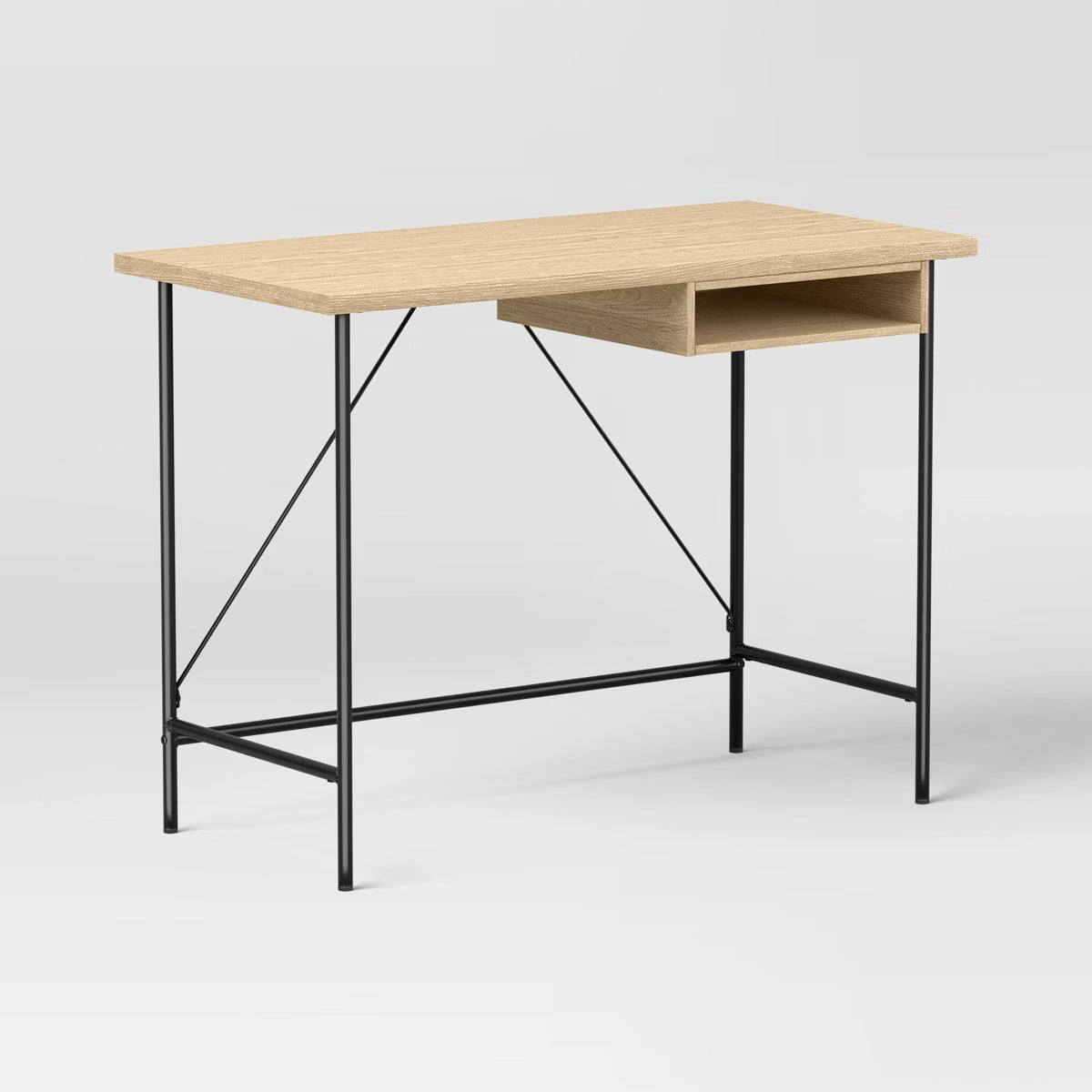 Dorm Wood and Metal Writing Desk with Storage Natural - Room Essentials