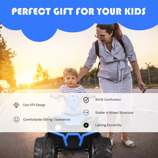 Costway 12V Kids 4-Wheeler ATV Quad Ride On Car w/ LED Lights Music USB