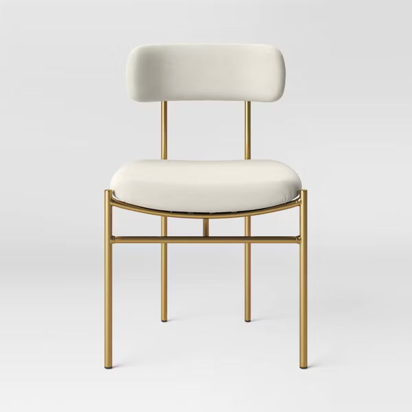 Orion Luxe Dining Chair with Brass Legs Gray Velvet - Threshold™