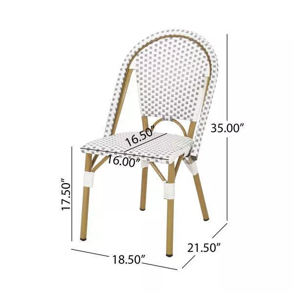 Christopher Knight Home Elize 2pk Outdoor French Cafe Chairs: Aluminum Frame, PE Rattan, UV & Water-Resistant -