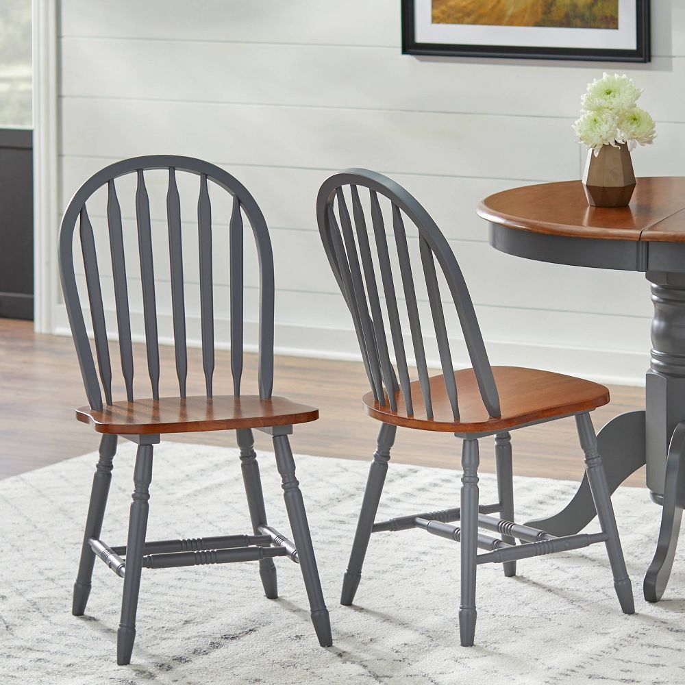 Set of 2 Carolina Windsor Dining Chair - Buylateral, Gray, Walnut