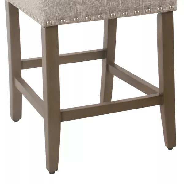 24" Upholstered Counter Height Barstool with Nailheads - HomePop