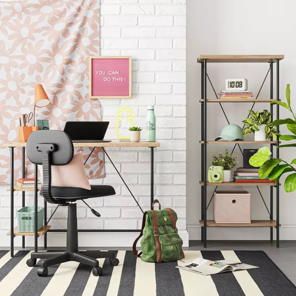 Wood and Metal Desk with Shelves Natural - Room Essentials™