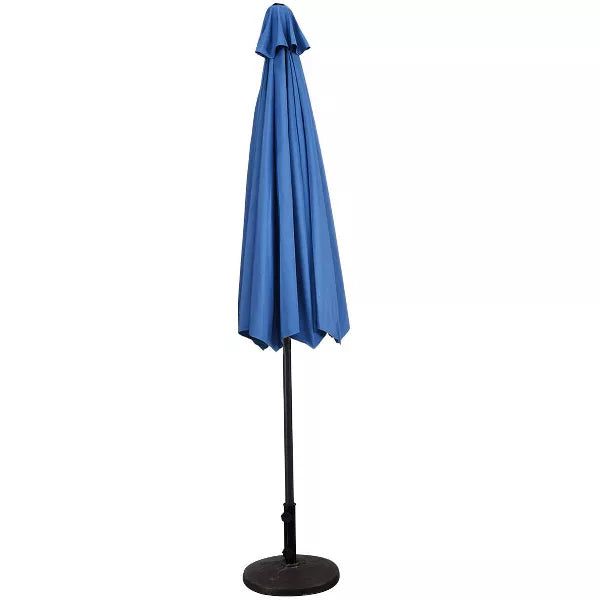 9FT Patio Umbrella Patio Market Steel Tilt W/ Crank Outdoor Yard Garden Blue