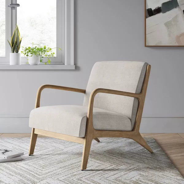 Esters Wood Armchair Cream/Natural Wood - Threshold™: Upholstered Vintage-Inspired Accent Chair