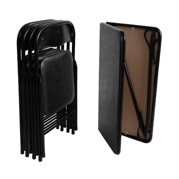 Peakform 5pc Folding Table Set Black: Vinyl Padded, Space-Saving Storage, No Tools Assembly