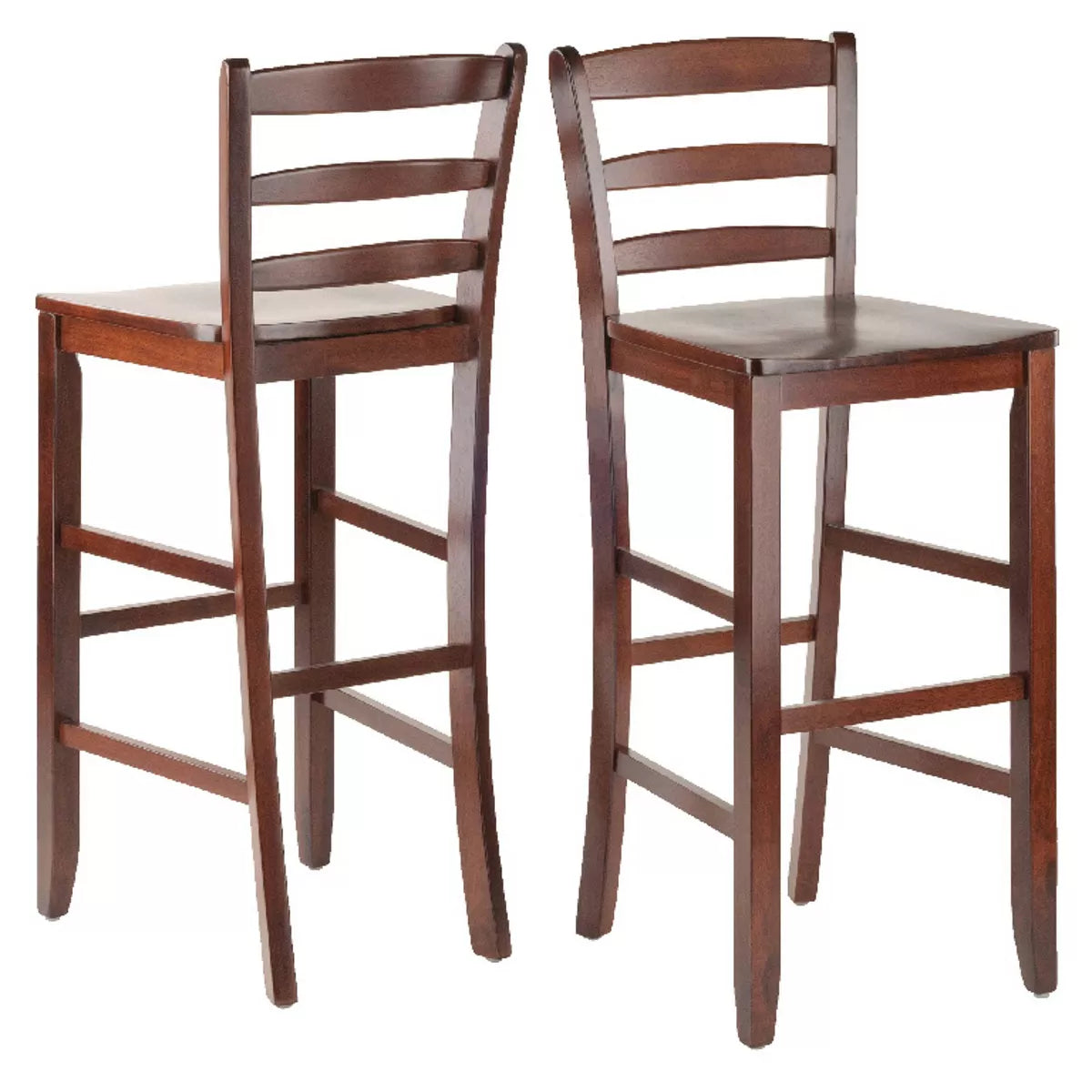 Set of 2 30" Ladder Back Barstool Hardwood/Walnut - Winsome