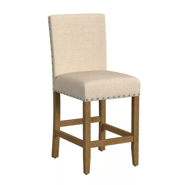 24" Upholstered Counter Height Barstool with Nailheads - HomePop