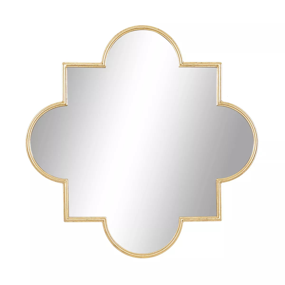 Wood Quatrefoil Wall Mirror Gold - CosmoLiving by Cosmopolitan: Contemporary Round MDF Frame, No Assembly Required