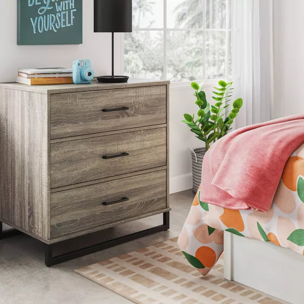 Mixed Material 3 Drawer Dresser Gray - Room Essentials™