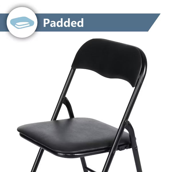 Peakform 5pc Folding Table Set Black: Vinyl Padded, Space-Saving Storage, No Tools Assembly