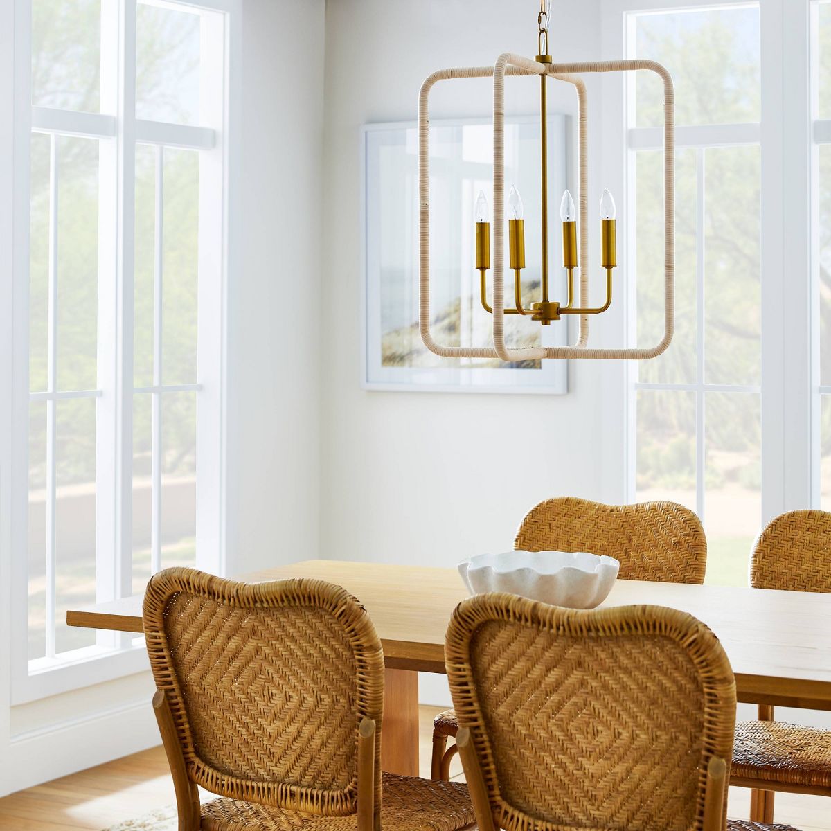 Rattan Lantern Ceiling Pendant Brass - Threshold™ designed with Studio McGee