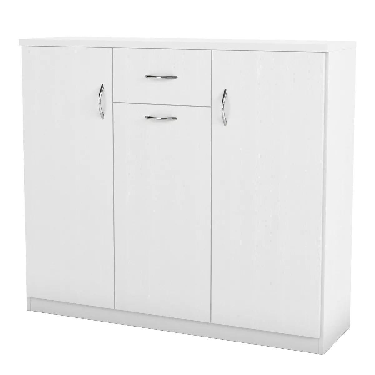 miBasics Beammoon Modern 1 Drawer Shoe Cabinet with 11 Shelves White: Holds up to 30 Pairs, MDF Wood Veneer, Adjustable Storage