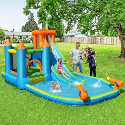 Costway Bountech Inflatable Water Slide Kids Bounce House Splash Water Pool w/ Blower