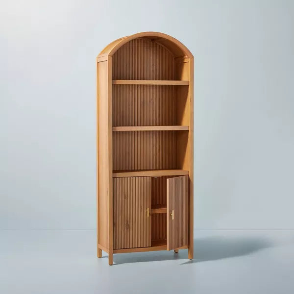 Grooved Wood Arch Bookcase Cabinet - Hearth & Hand™ with Magnolia