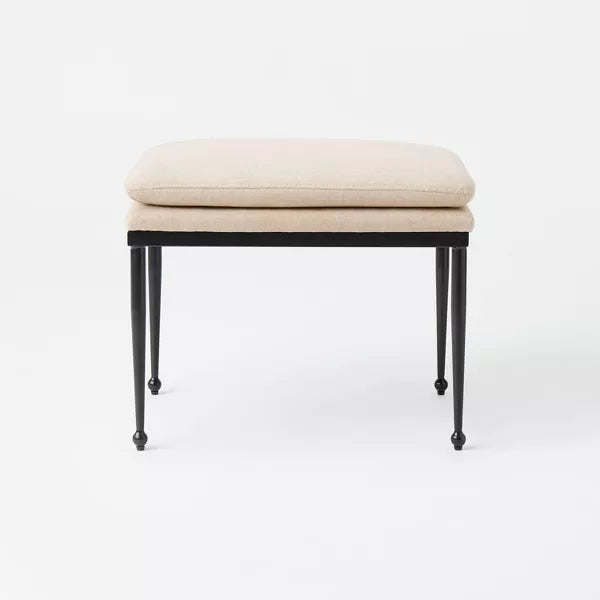 Edgehill Pillow Top Ottoman with Metal Legs Beige - Threshold™ designed with Studio McGee