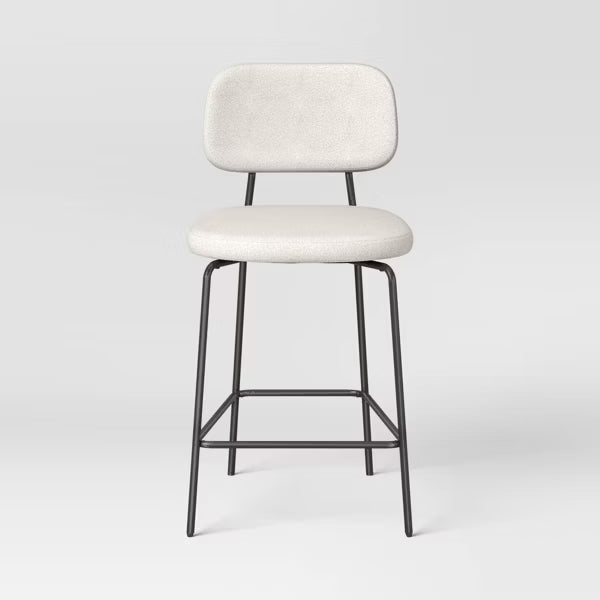 Set of 2 24" Upholstered with Metal Base Counter Height Barstool Cream Boucle - Room Essentials™