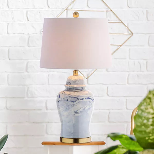 26" Ceramic Wallace Table Lamp (Includes LED Light Bulb) Blue - JONATHAN Y: Modern Accent, No Assembly Required, UL Listed