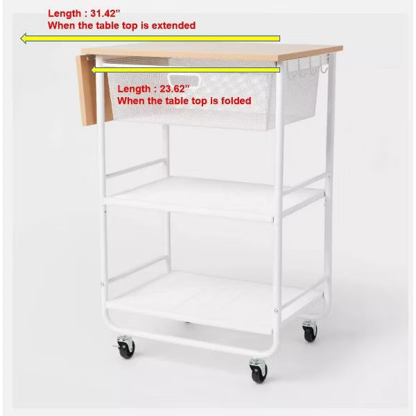 Metal Storage Cart with Mesh Drawer and Wood Top Black - Brightroom™: Rolling Utility Cart with Casters & Storage Drawers