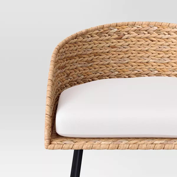 24" Landis Wicker Backed Counter Height Barstool with Cushion and Footrest White/Black- Threshold™