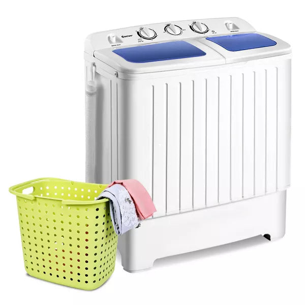 Costway 17.6lb Portable Mini Compact Twin Tub Washing Machine Washer Spin Dryer