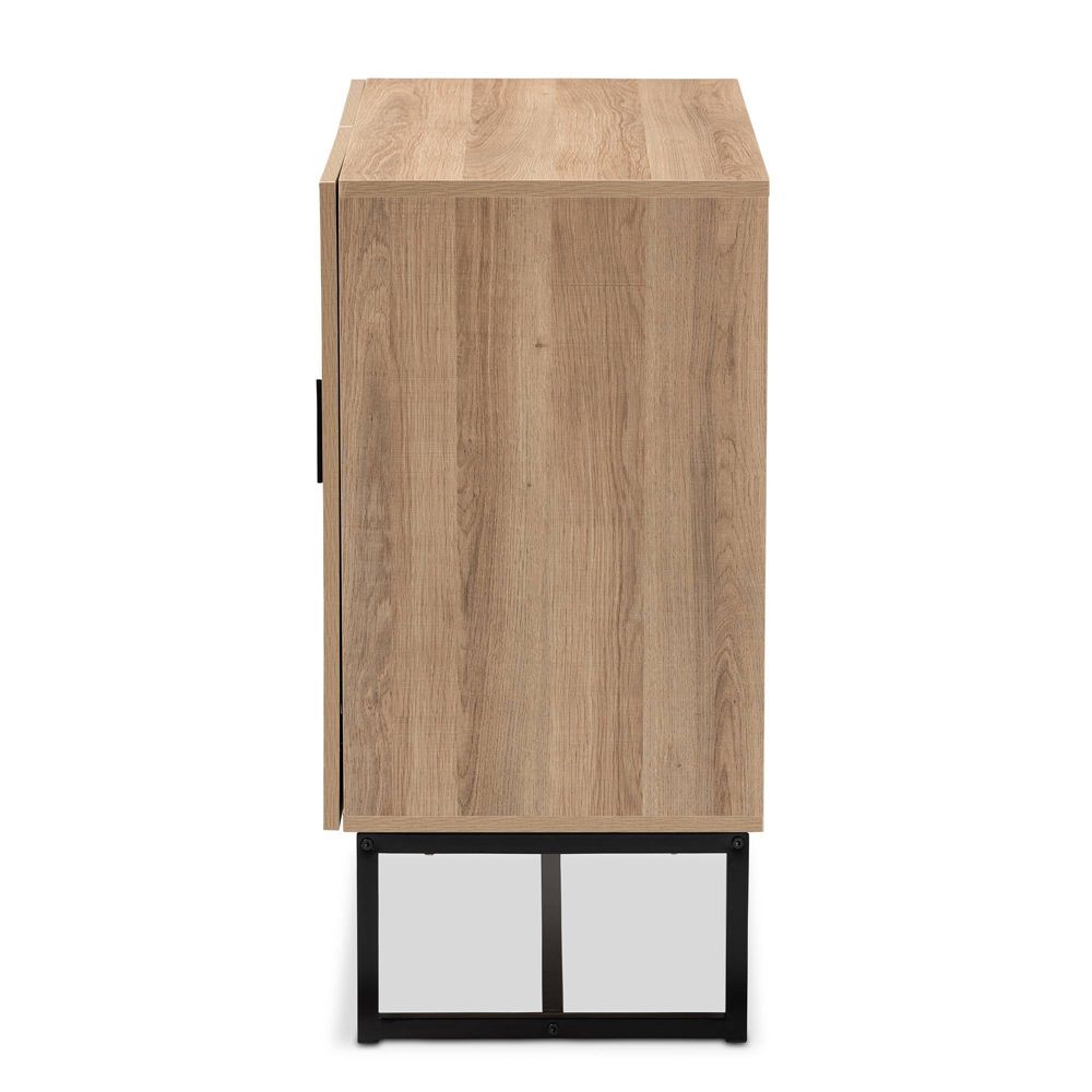 Darien Wood and Metal 2 Door Storage Cabinet Brown/Black - Baxton Studio