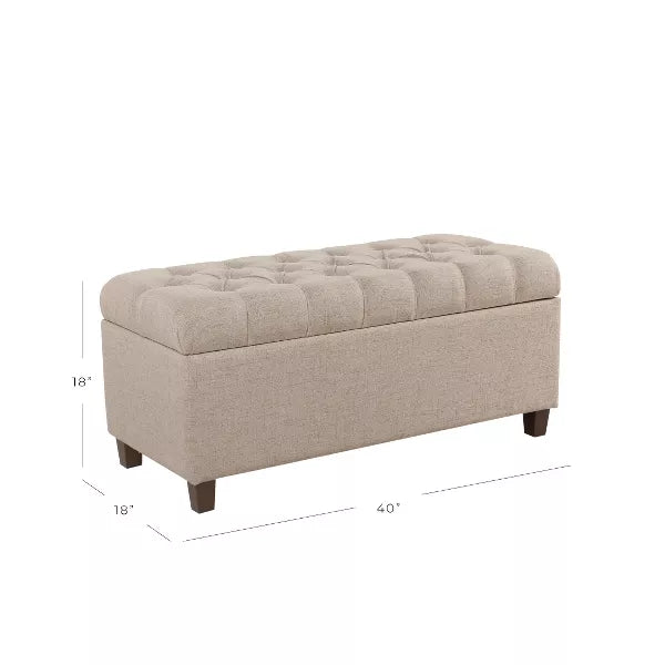 Ainsley Button Tufted Storage Bench - HomePop