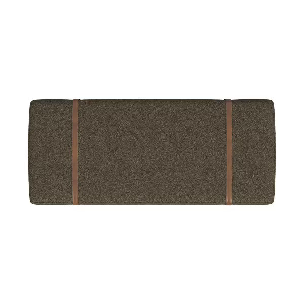 HomePop Wood Base Accent Bench Modern Dark Brown Boucle Accent Bench 46-in x 20-in x 18-in