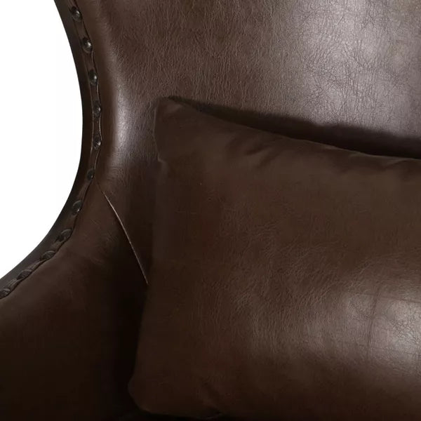 Mantua Contemporary Upholstered Accent Chair with Nailhead Trim Dark Brown - Christopher Knight Home: Faux Leather, Rubberwood Frame