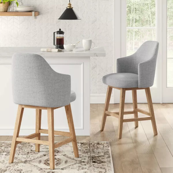 Kinston Swivel Curved Back Upholstered Counter Height Barstool - Threshold™