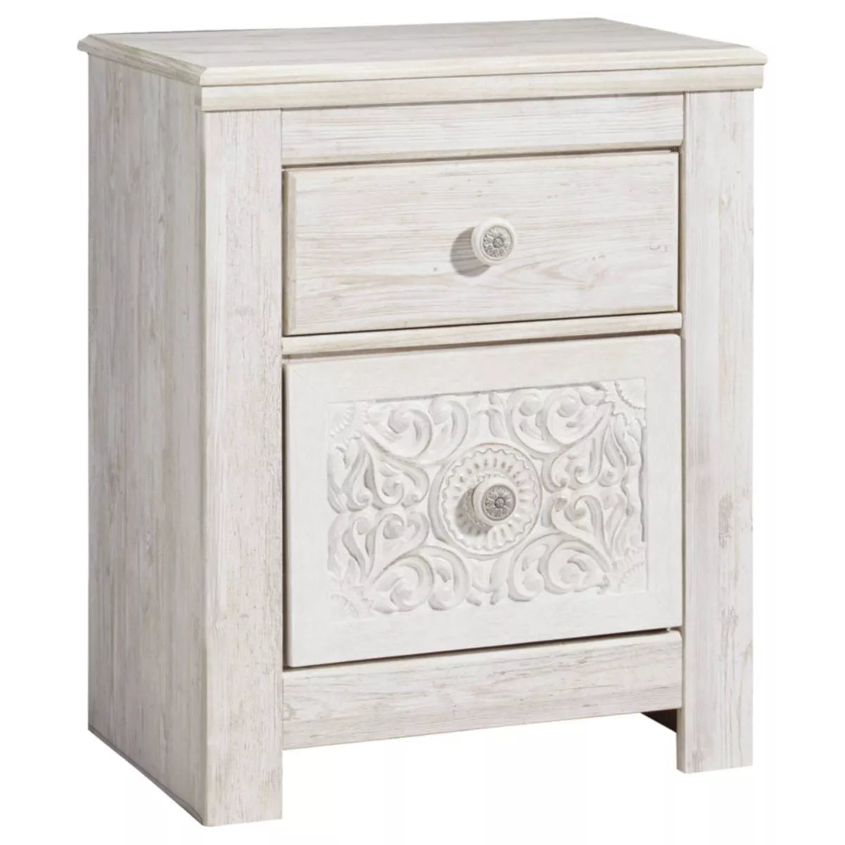 Paxberry Two Drawer Nightstand White Wash - Signature Design by Ashley