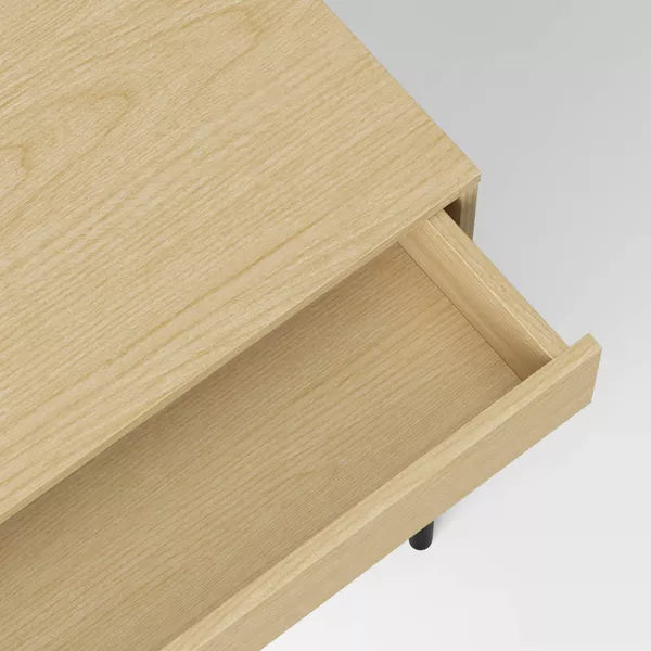 Mixed Material Wood and Metal Writing Desk Natural with Storage Drawer - Room Essentials™