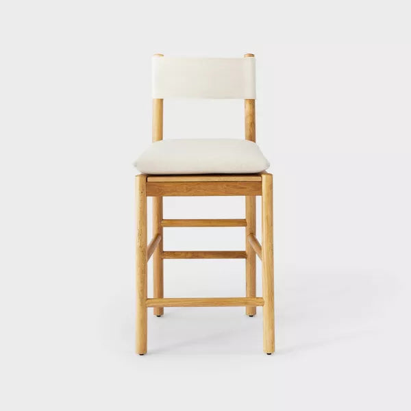 Emery Wood Counter Height Barstool with Upholstered Seat and Sling Back - Threshold™ designed with Studio McGee