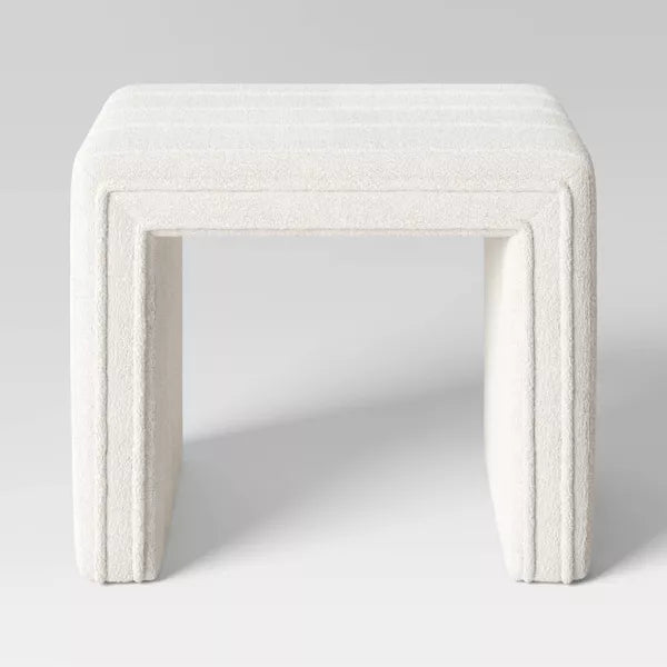 Channel Tufted Boucle Ottoman Cream/Gray - Threshold™: Upholstered Square, No Assembly Required