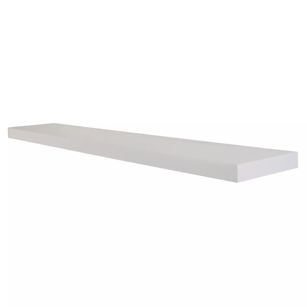 InPlace 60" Slim Low Profile Floating Wall Shelf White: Modern Decor, Wood Composite, Includes Mounting Hardware