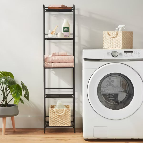 Folding 5 Shelf Narrow Black - Brightroom™