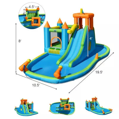 Costway Bountech Inflatable Water Slide Kids Bounce House Splash Water Pool w/ Blower