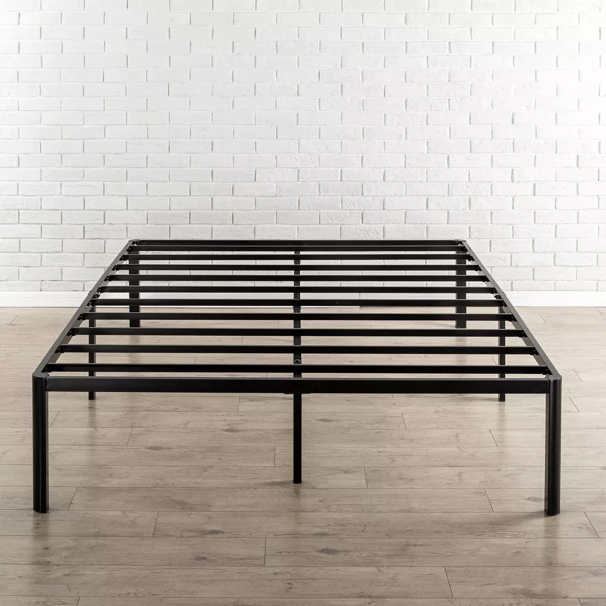 16" Van Metal Platform Bed Frame with Steel Slat Support Black - Zinus (Size King)