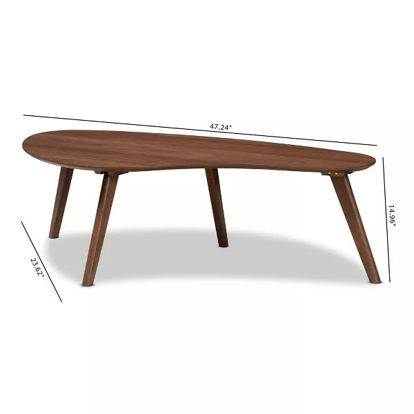 Scarlette Coffee Table Walnut - Baxton Studio: Mid-Century Modern, Rubberwood, Irregular Shape