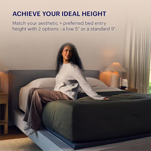 Purple Flat Foundation Standard 9" with 2000 lbs Capacity, Accordion Design, 14 Slats & Zip-On Cover, Gray, King