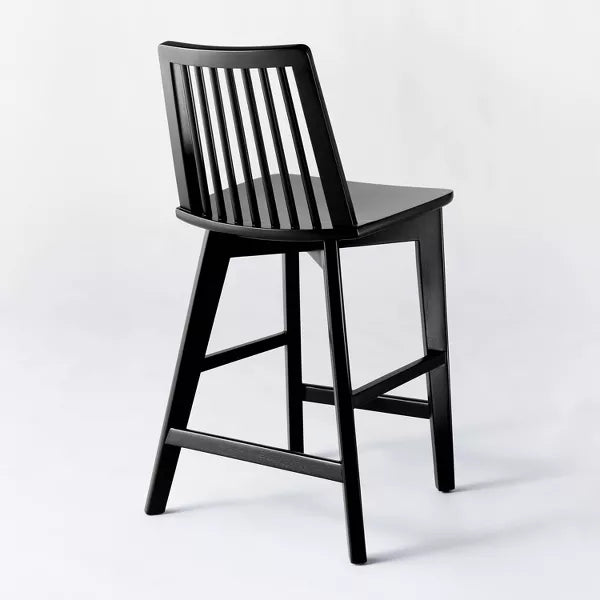 Linden Modified Windsor Wood Counter Height Barstool Black - Threshold™ designed with Studio McGee (Black)