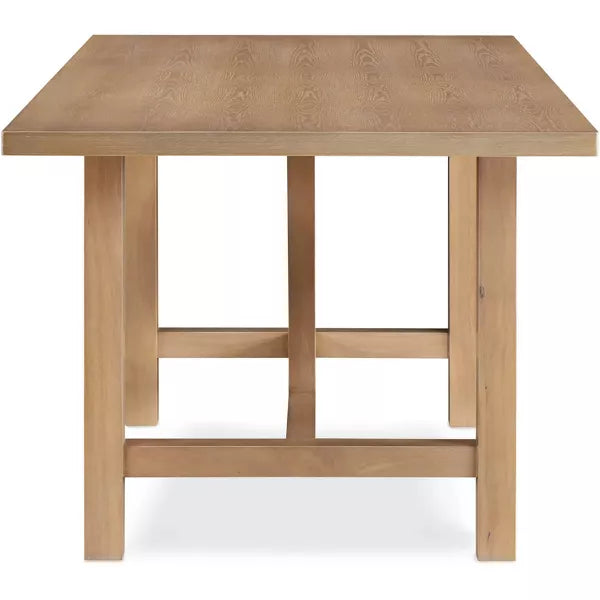 Grant Wood Dining Table Rustic Beige - Finch: Modern Farmhouse Style, Seats Six, Trestle Base